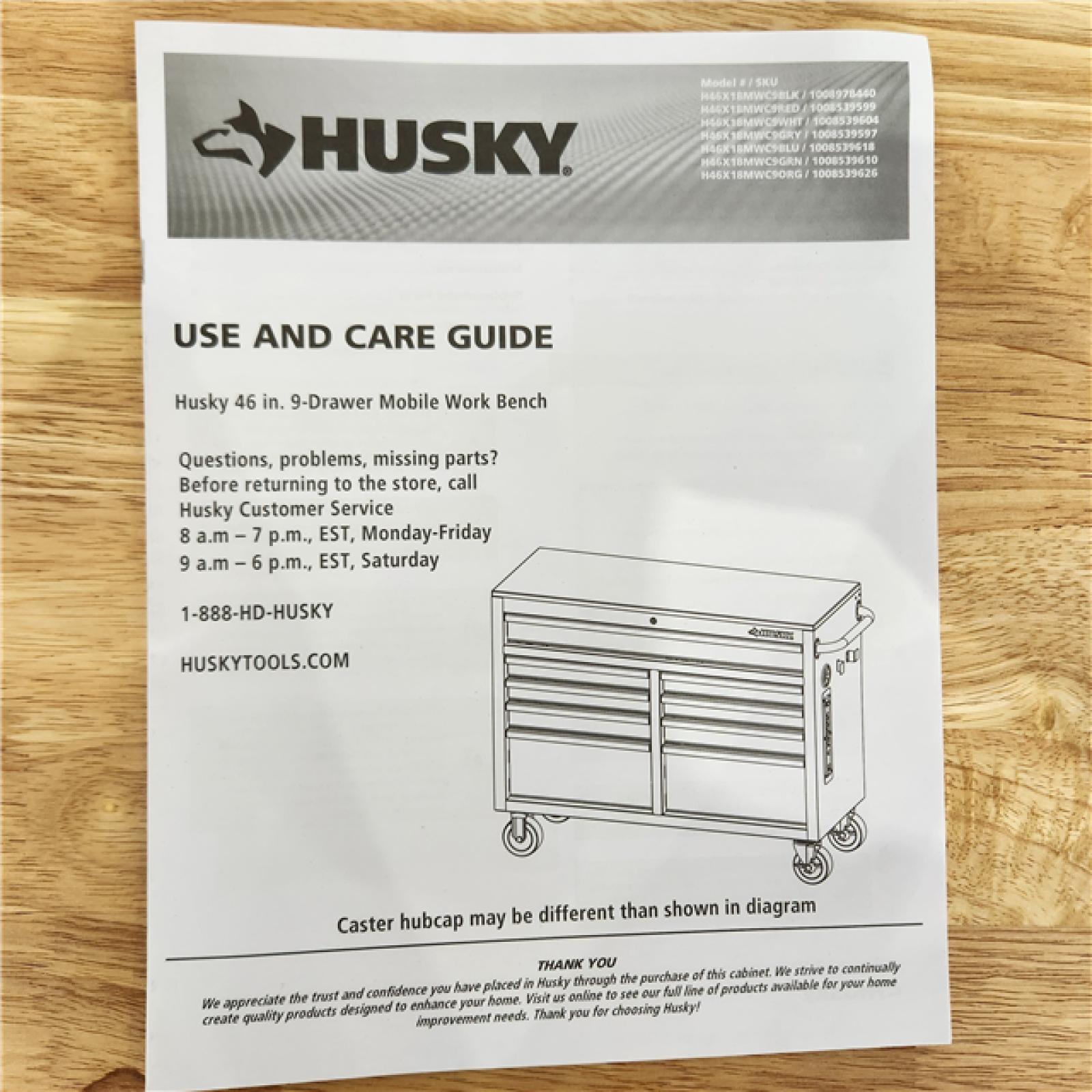 Houston Location - AS-IS Husky 46in. 9-Drawer Workbench