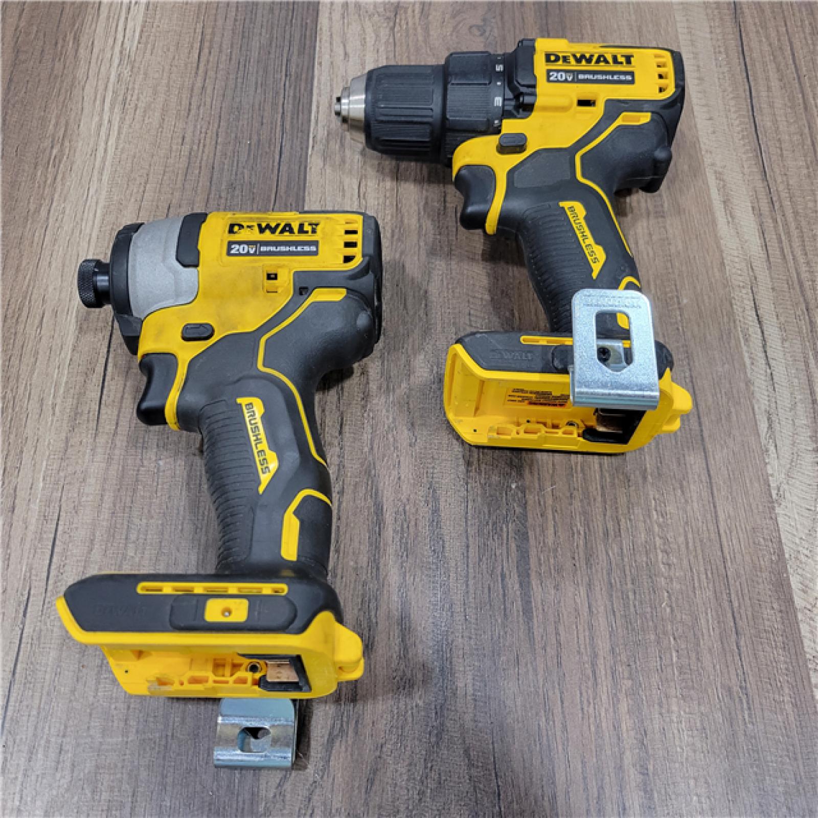 AS-IS DEWALT 20V MAX XR Hammer Drill and ATOMIC Impact Driver 2 Tool Cordless Combo Kit with (2) 4.0Ah Batteries, Charger, and Bag
