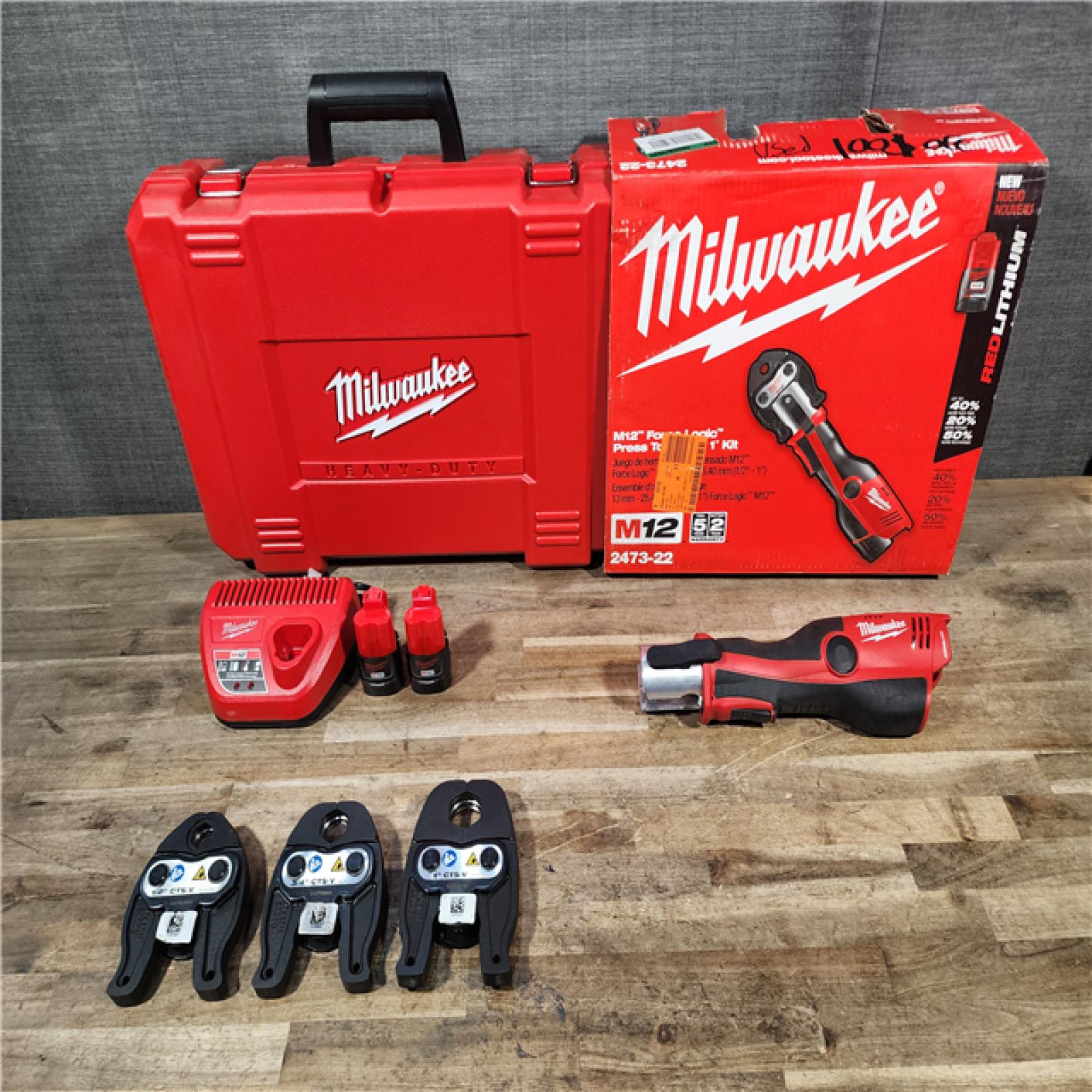 HOUSTON LOCATION - AS-IS (APPEARS LIKE NEW) M12 12-Volt Lithium-Ion Force Logic Cordless Press Tool Kit (3 Jaws Included) with Two 1.5 Ah Battery and Hard Case