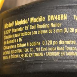 AS-IS DEWALT 1-3/4 in. 15 Degree Pneumatic Coil Roofing Nailer