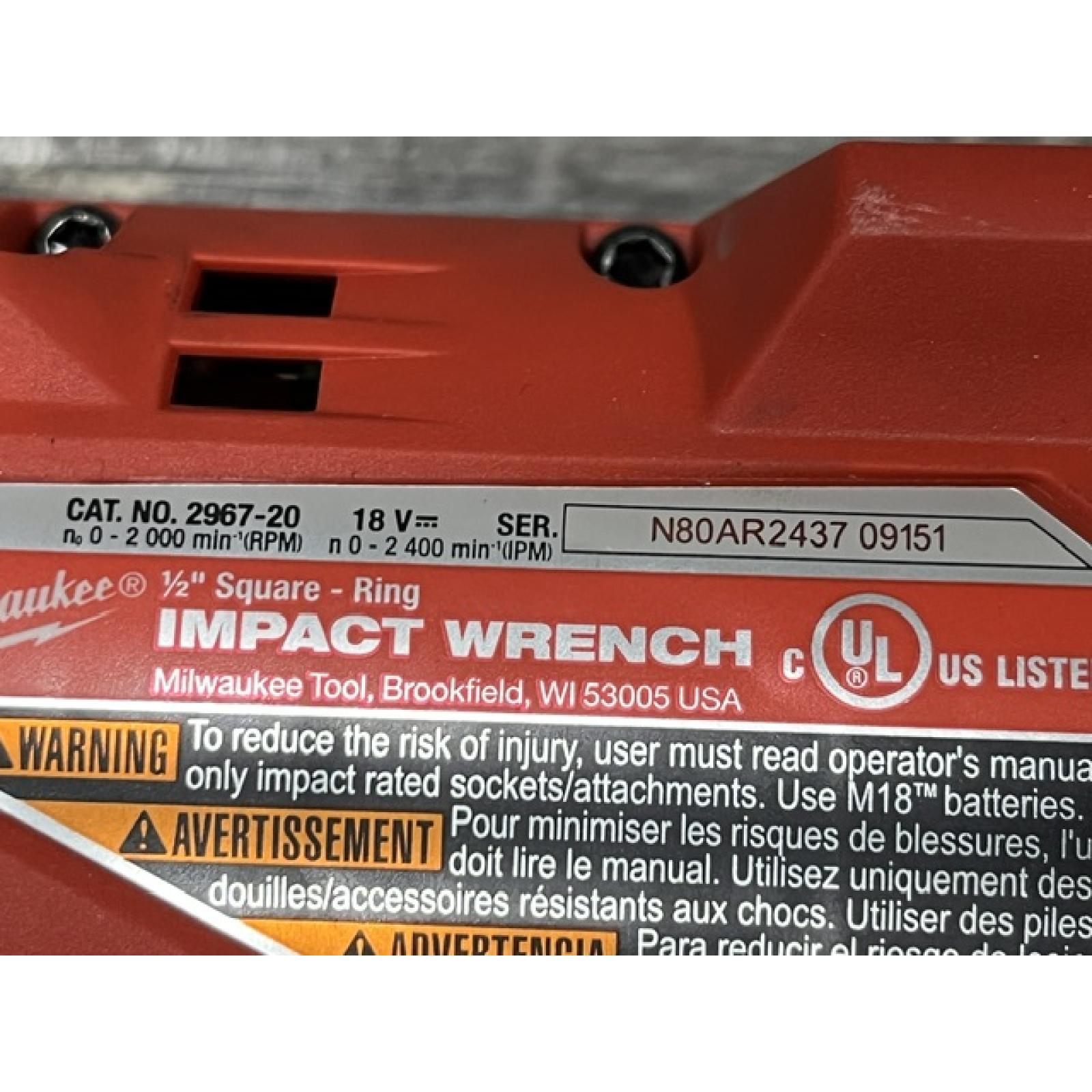 AS-IS Milwaukee FUEL 18V Lithium-Ion Brushless Cordless 1/2 in. Impact Wrench w/Friction Ring Kit