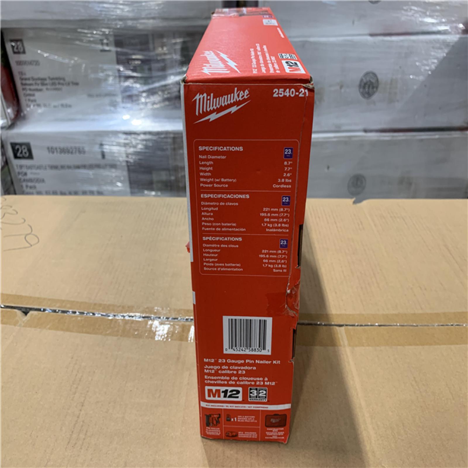 AS-IS - Milwaukee M12 12-Volt 23-Gauge Lithium-Ion Cordless Pin Nailer Kit with 1.5 Ah Battery  Charger and Tool Bag