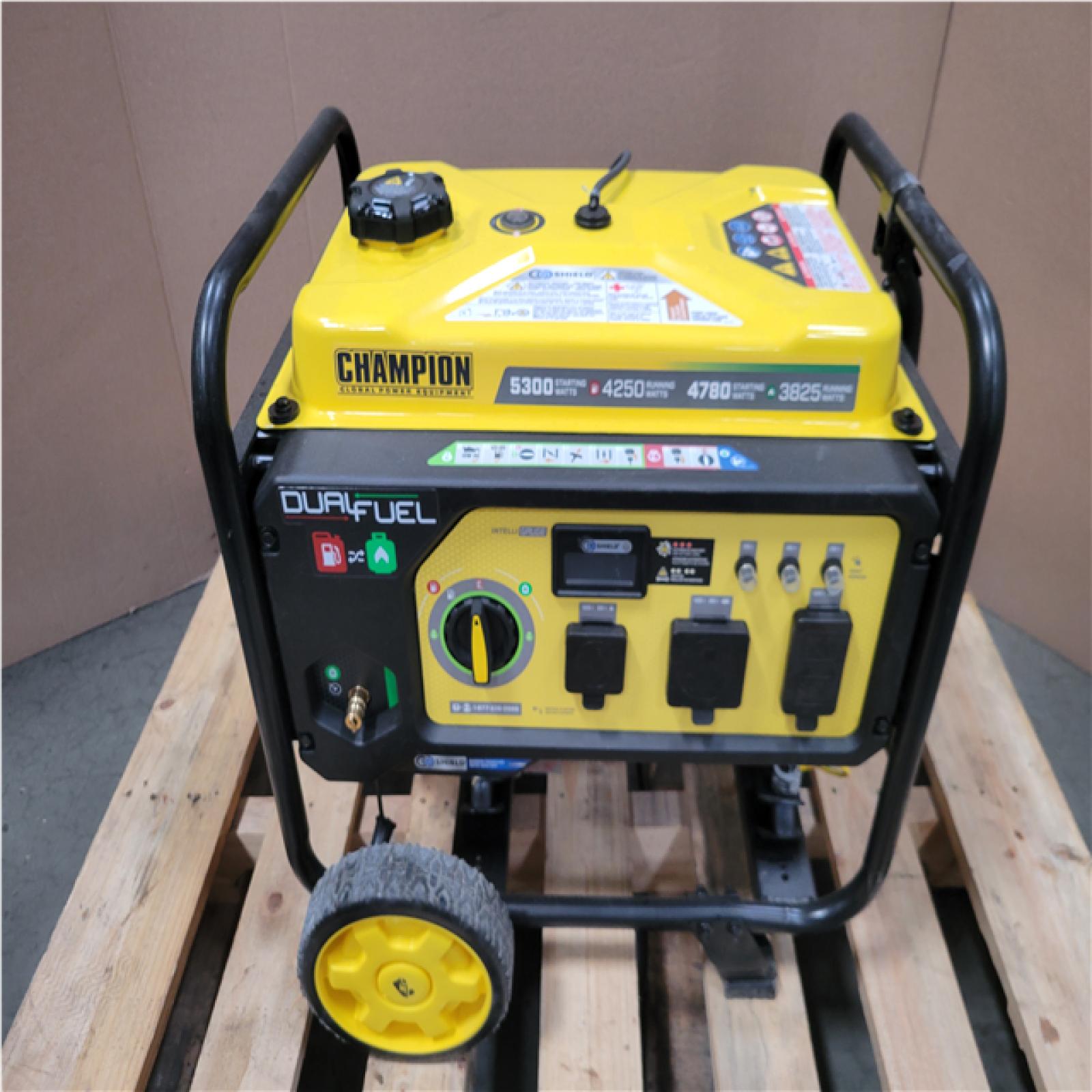 CALIFORNIA AS-IS CHAMPION 5 300/4 250-WATT DUAL FUEL PORTABLE  GENERATOR