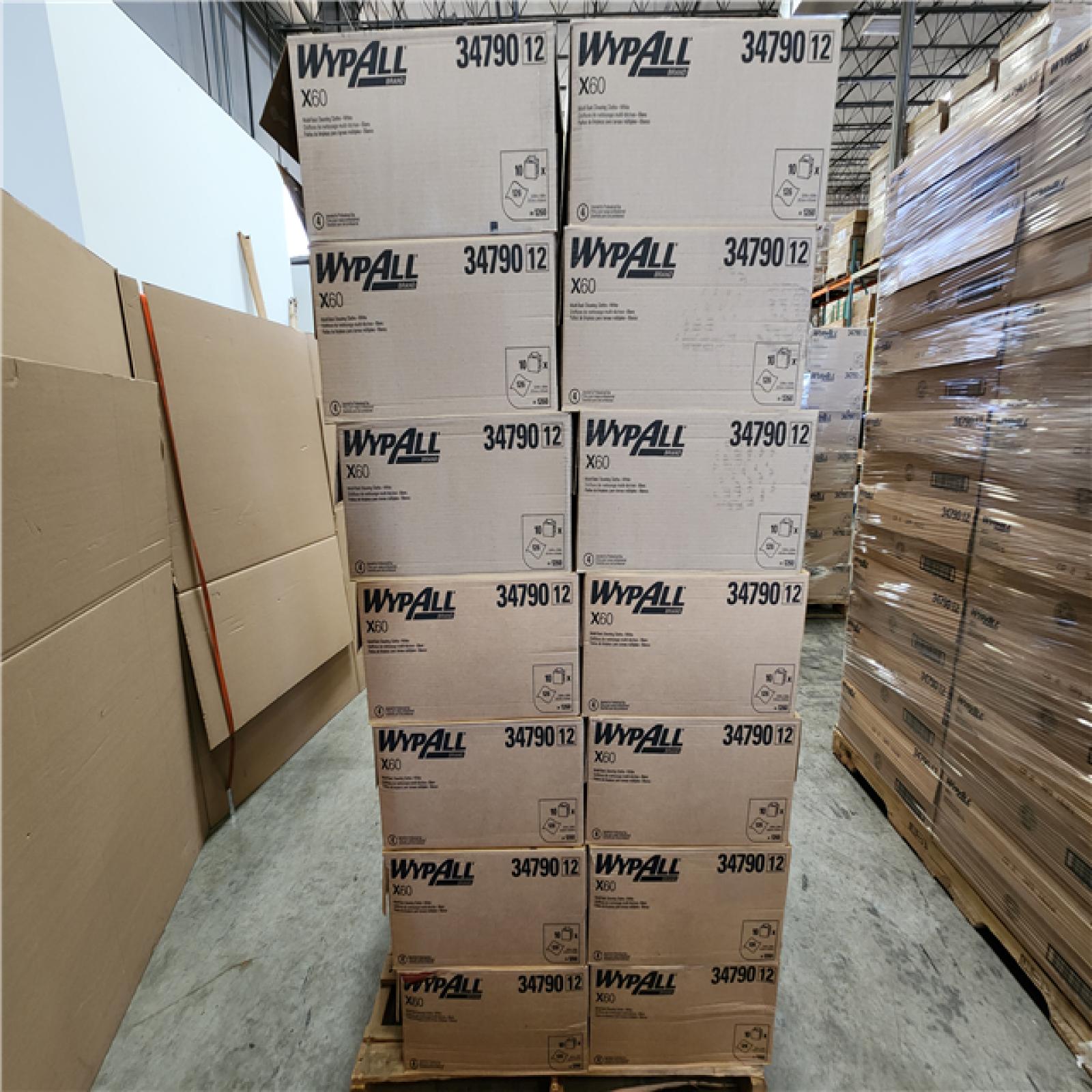 Phoenix Location NEW Wypall GeneralClean X60 Cloths Multi-Task Cleaning Wipes (34790), Strong and Absorbent Towels, White 126 Sheets Per Box Pallet (28-Boxes)