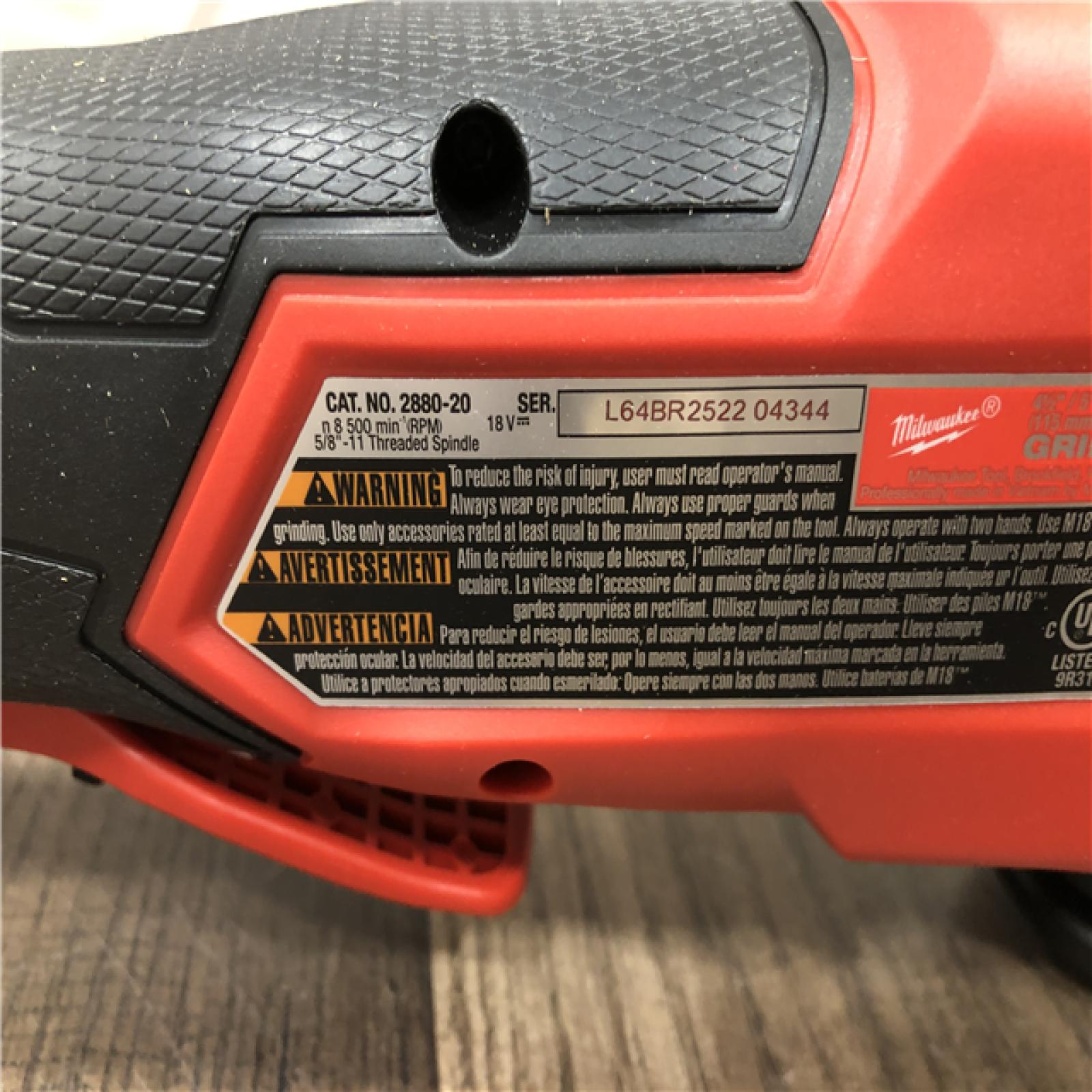 AS-IS Milwaukee FUEL 18V Lithium-Ion Brushless Cordless 4-1/2 in./5 in. Grinder w/Paddle Switch (Tool-Only)