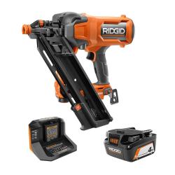 HOUSTON Location-AS-IS-RIDGID 18V Brushless Cordless 30-Degree Framing Nailer Kit with 4.0 Ah Battery and Charger APPEARS IN NEW Condition