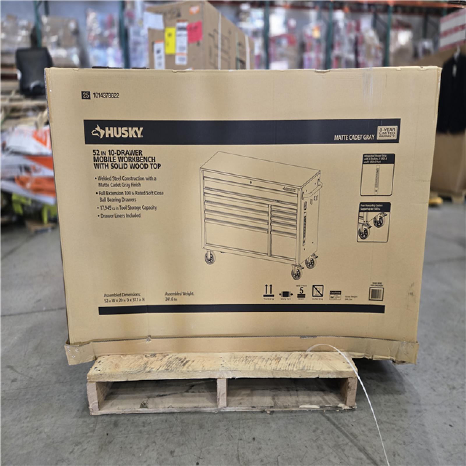 DALLAS LOCATION- AS-IS HUSKY Standard-Duty 52 in. W 10-Drawer Mobile Workbench Cabinet
