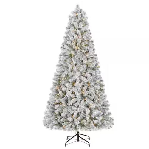 DALLAS LOCATION - Home Accents Holiday 6.5 ft. Festive Mixed Pine Flocked LED Pre-Lit Artificial Christmas Tree T11 - Total Value - $639.84