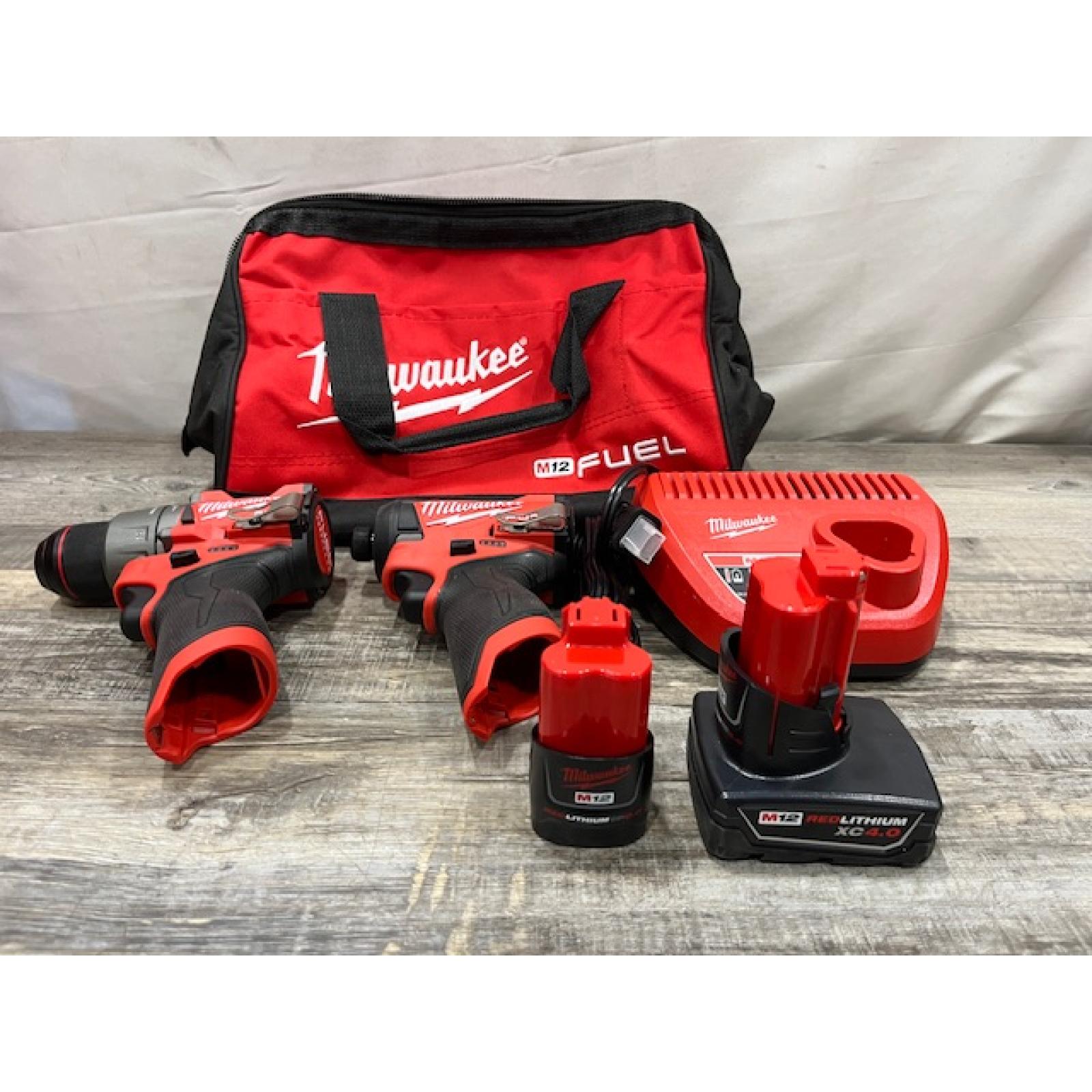 AS-IS Milwaukee FUEL 12-Volt Lithium-Ion Brushless Cordless Hammer Drill and Impact Driver Combo Kit