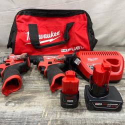 AS-IS Milwaukee FUEL 12-Volt Lithium-Ion Brushless Cordless Hammer Drill and Impact Driver Combo Kit