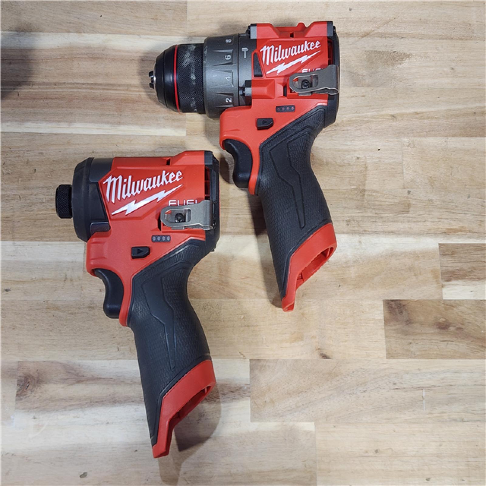 HOUSTON LOCATION - AS-IS Milwaukee FUEL 12-Volt Lithium-Ion Brushless Cordless Hammer Drill and Impact Driver Combo Kit