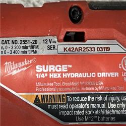AS-IS Milwaukee FUEL SURGE 12V Lithium-Ion Brushless Cordless 1/4 in. Hex Impact Driver Compact Kit