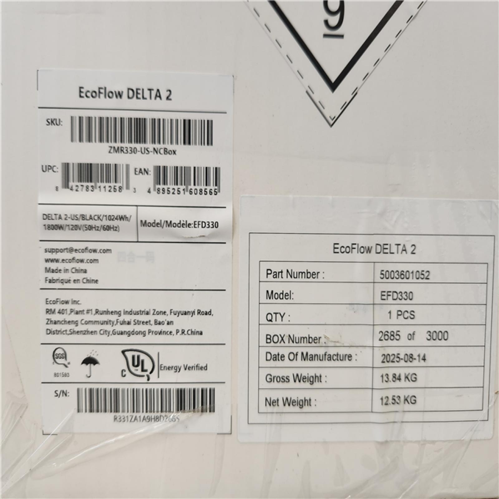 Phoenix NEW EcoFlow Battery Generator DELTA 2 Solar Generator  1800W Output  1024Wh LFP Power Station  Home Backup Camping Push-Button Start (SEALED)