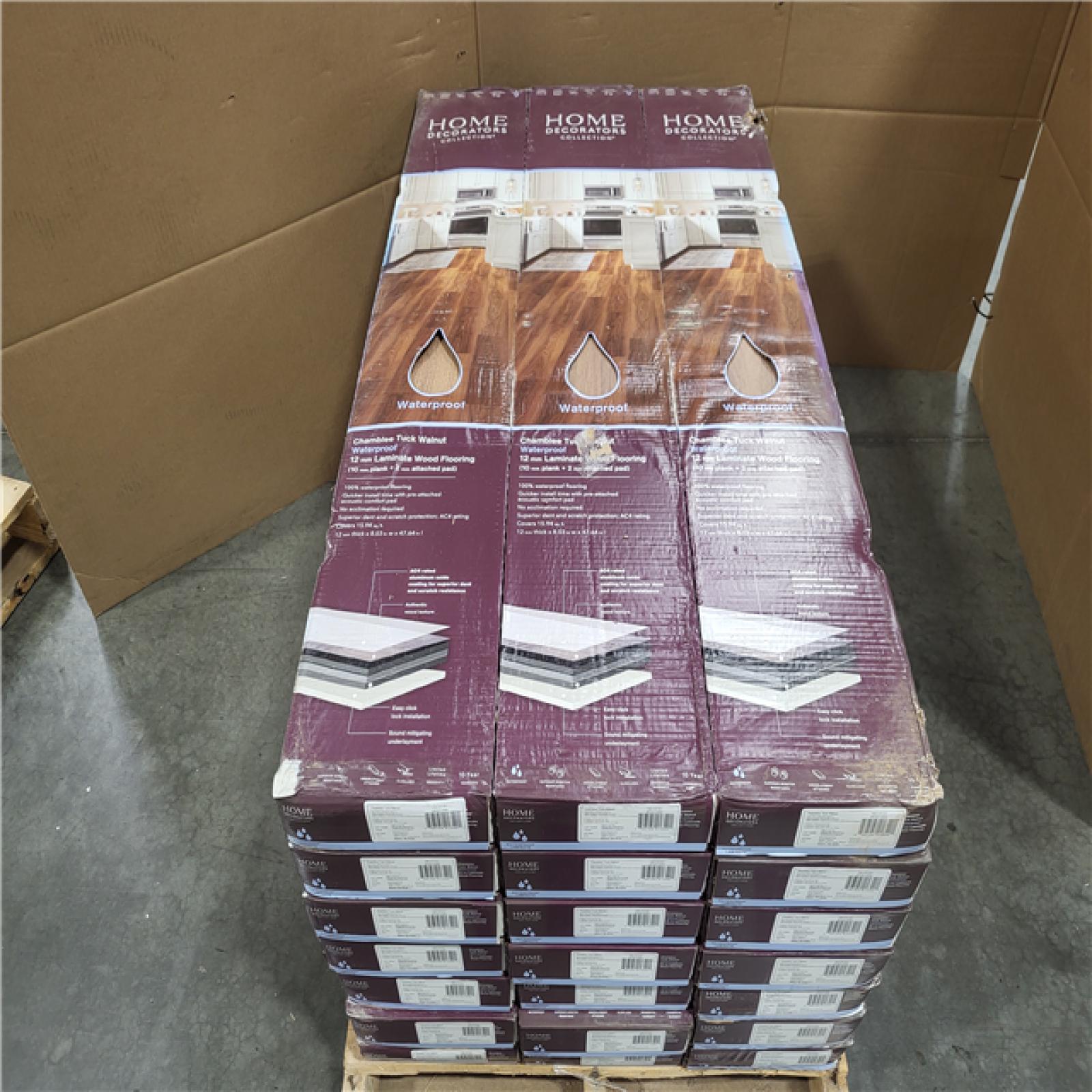 CALIFORNIA AS-IS LIKE NEW HOME DECORATORS COLLECTION CHAMBLEE TUCK WALNUT 12MM LAMINATE WOOD FLOORING