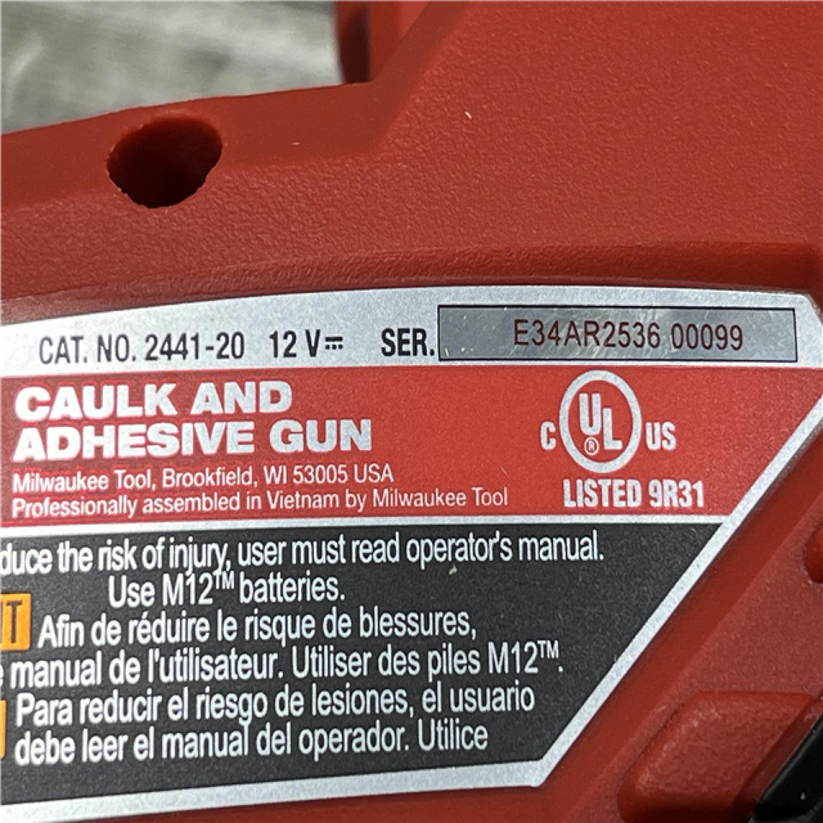 AS-IS Milwaukee 12V Lithium-Ion Cordless 10 oz. Adhesive and Caulk Gun (Tool-Only)