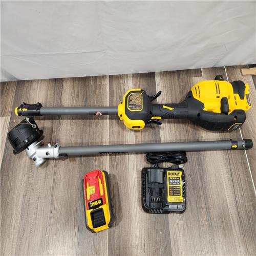 AS-IS DEWALT FLEXVOLT 60V MAX 17 in. Cordless Battery Powered Attachment Capable Trimmer Kit with (1) FLEXVOLT 3Ah Battery & Charger