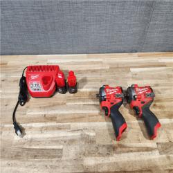 HOUSTON LOCATION - AS-IS MILWAUKEE 2 TOOL COMBO KIT W/ (2) BATTERY & CHARGER