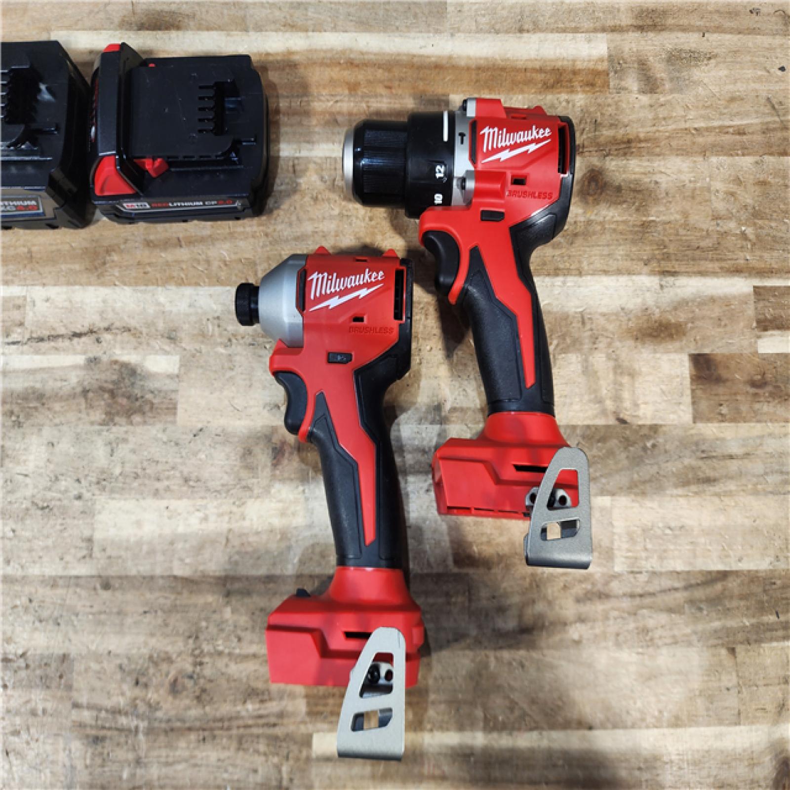 HOUSTON LOCATION - AS - IS Milwaukee 18-Volt Lithium-Ion Brushless Cordless Compact Hammer Drill/Impact Combo Kit