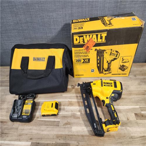 HOUSTON LOCATION - AS-IS DeWalt 20V 16 Gauge Cordless Angled Finish Nailer Kit W/ 2Ah Battery