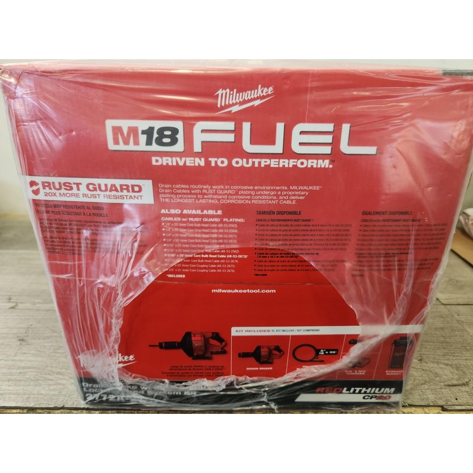 Phoenix NEW Milwaukee M18 FUEL 18-Volt Lithium-Iron Cordless Plumbing Drain Snake Auger Kit with w/ CABLE DRIVE & 5/16 in. x 35 ft. Cable (SEALED)