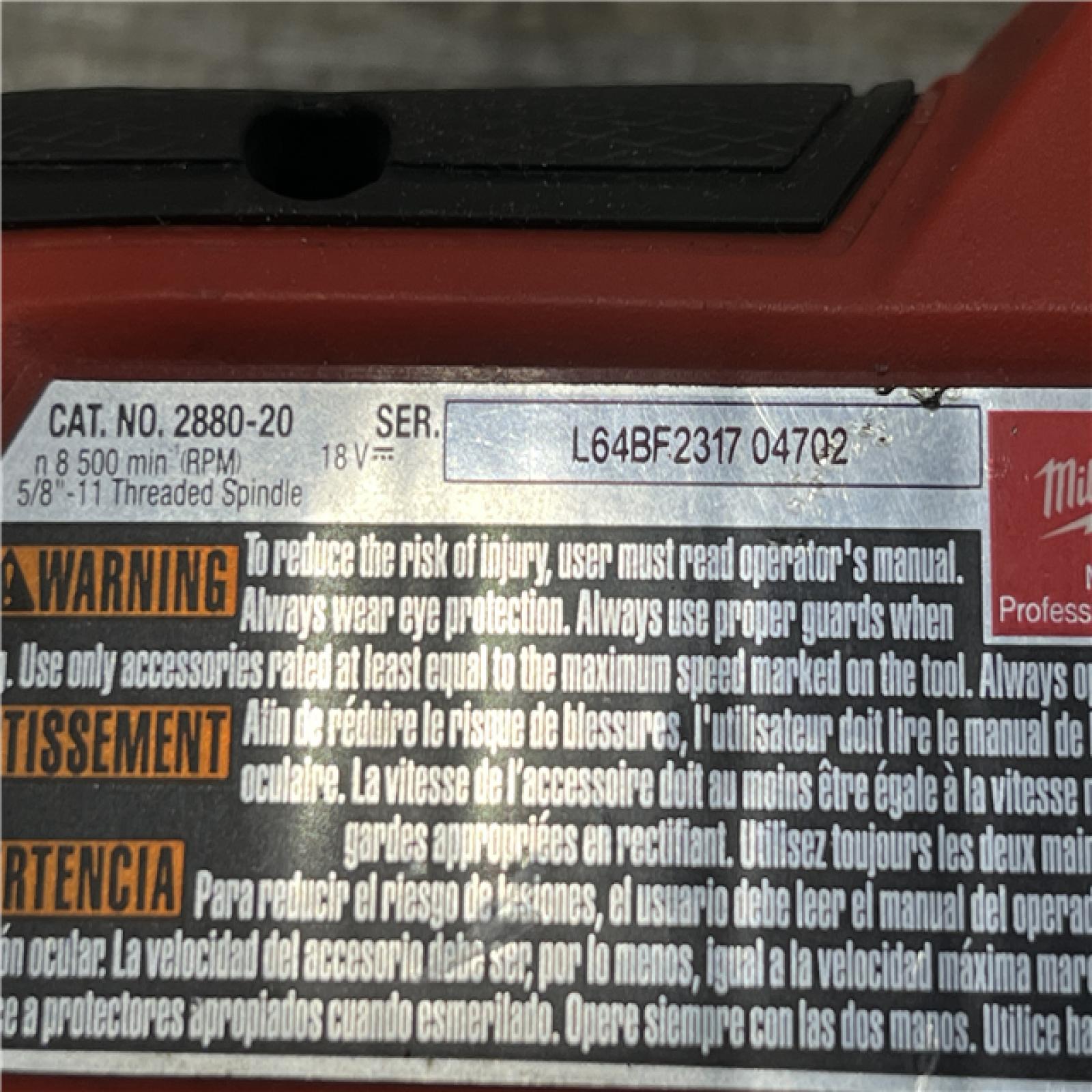 AS-IS Milwaukee FUEL 18V Lithium-Ion Brushless Cordless 4-1/2 in./5 in. Grinder w/Paddle Switch (Tool-Only)