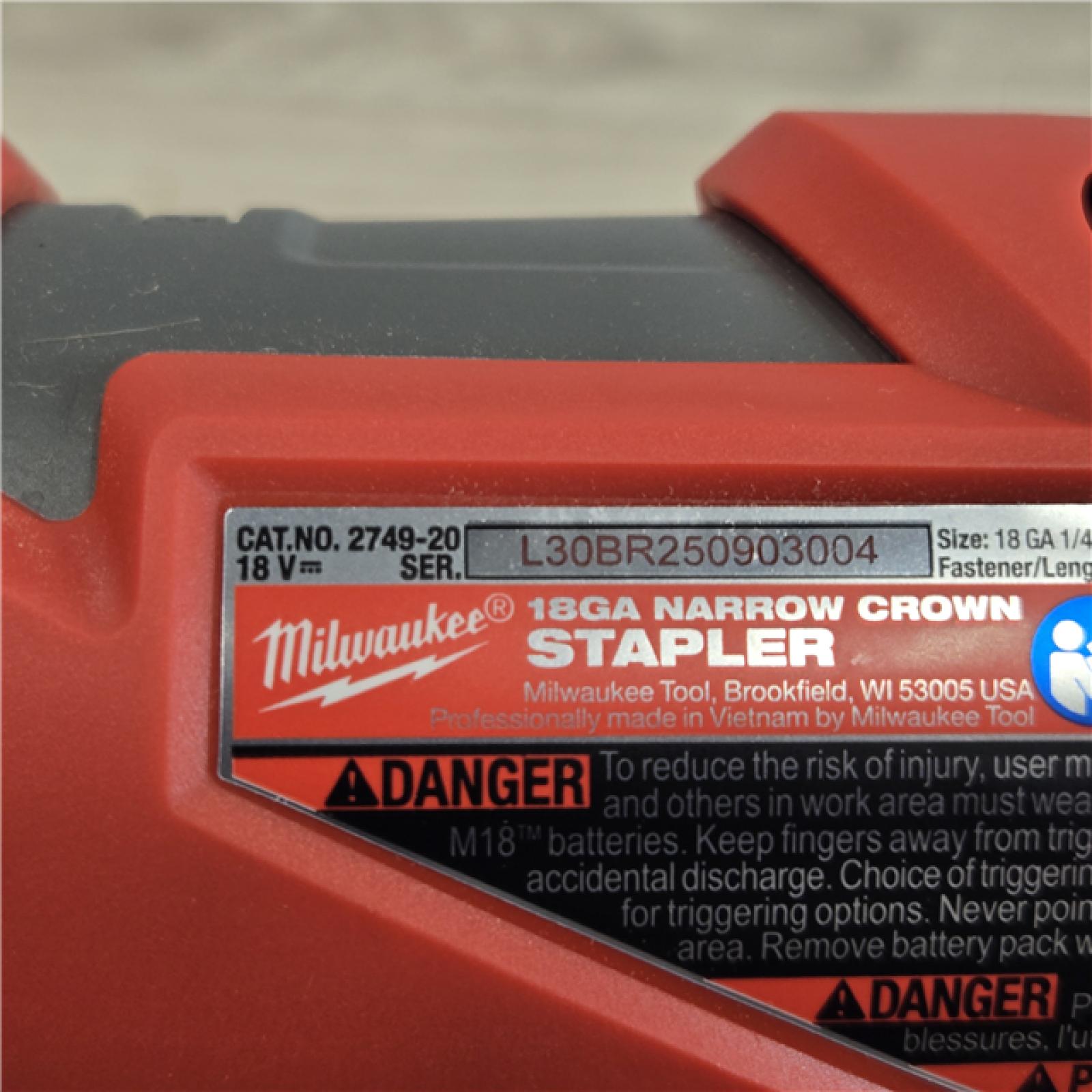 AS-IS MILWAUKEE FUEL 18V Cordless 18-Gauge 1/4 in. Narrow Crown Stapler (Tool-Only)