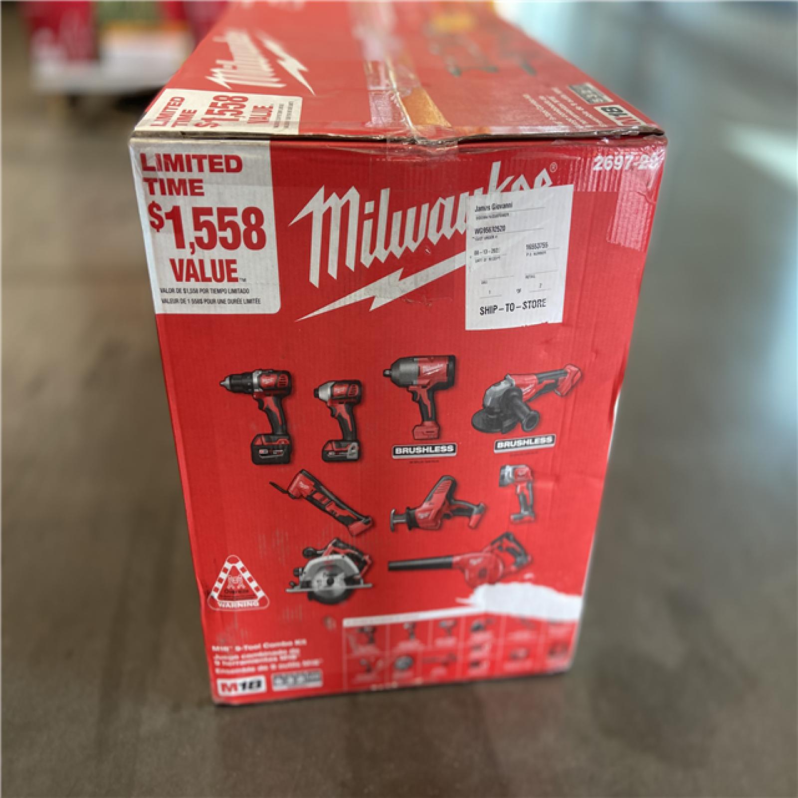 NEW! - Milwaukee M18 18-Volt Lithium-Ion Cordless Combo Kit 9-Tool with 2-Batteries  Charger and Tool Bag