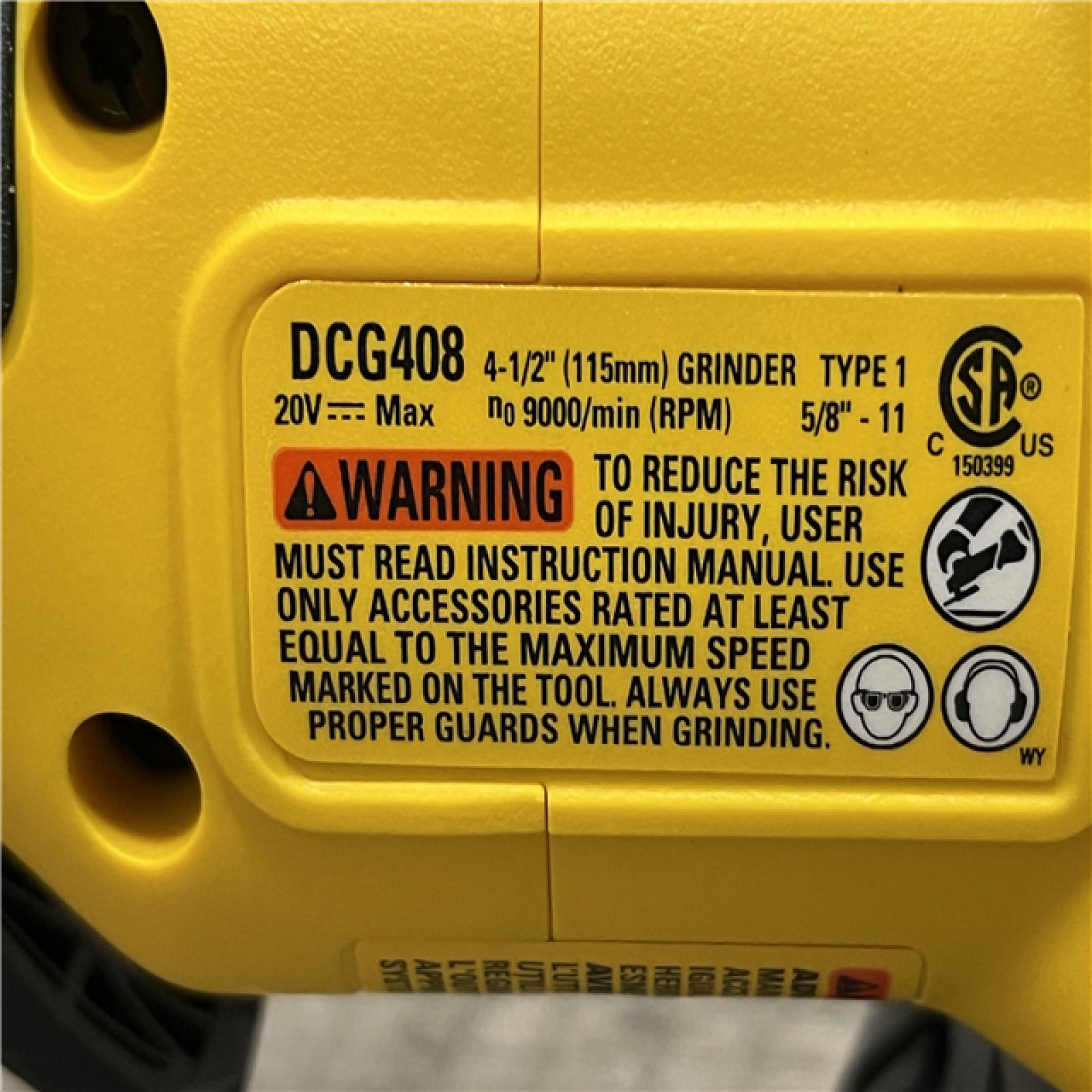 AS-IS DEWALT 20V MAX Cordless Brushless 4-1/2 in. Angle Grinder with Paddle Switch (Tool Only)