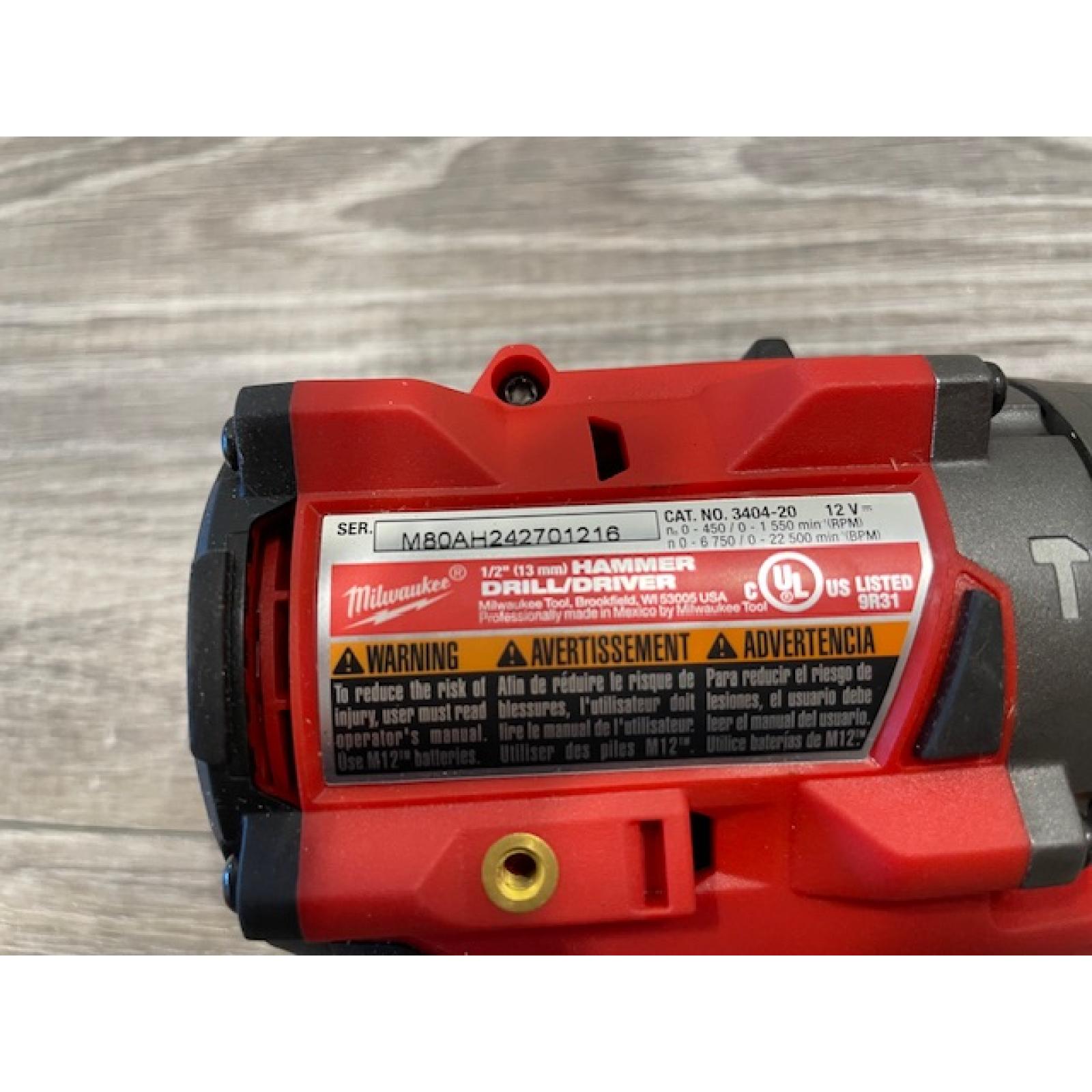 AS-IS Milwaukee FUEL 12V Lithium-Ion Brushless Cordless 1/2 in. Hammer Drill (Tool-Only)