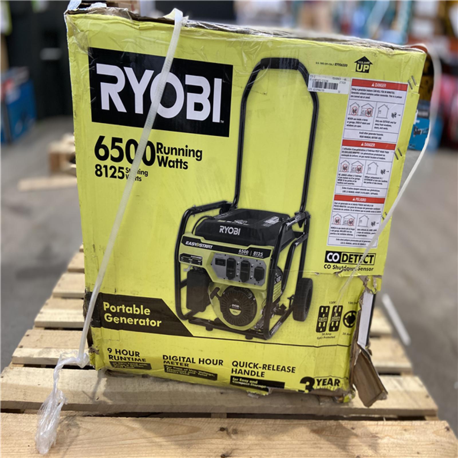 DALLAS LOCATION - RYOBI 6,500-Watt Gasoline Powered Portable Generator with CO Shutdown Sensor