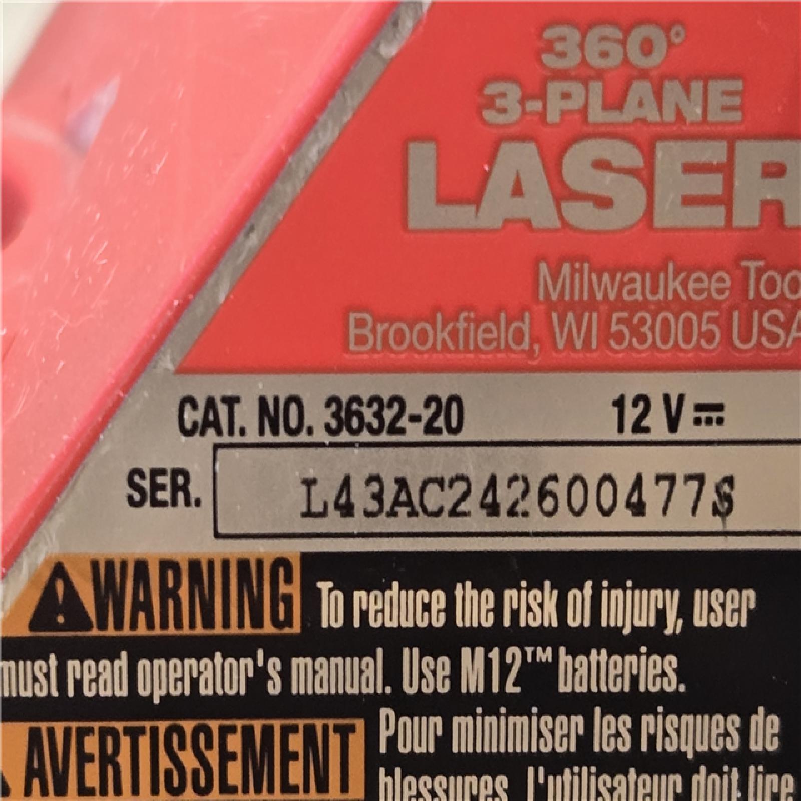 AS-IS Milwaukee 12V Cordless Green 250 ft. 3-Plane Laser Level Kit