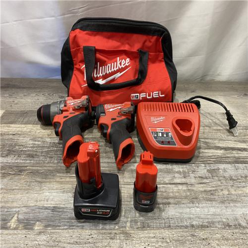 AS-IS Milwaukee FUEL 12-Volt Lithium-Ion Brushless Cordless Hammer Drill and Impact Driver Combo Kit