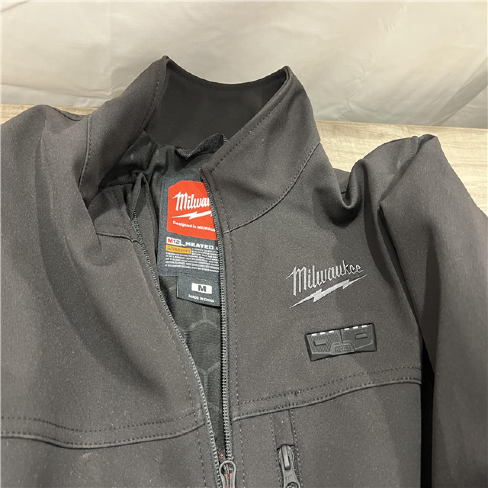 AS-IS Men's Medium M12 12-Volt Lithium-Ion Cordless Tough Shell Black Heated Jacket Kit with (1) 3.0 Ah Battery and Charger