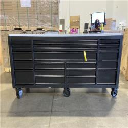 DALLAS LOCATION - Tool Storage 84 in. W x 24 in. D Heavy Duty Mobile Workbench Tool Chest with Stainless Steel Work Top in Matte Black