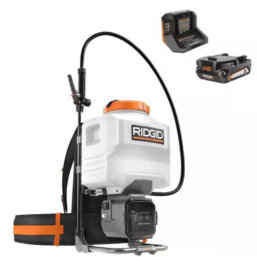 NEW! -RIDGID 18-Volt Cordless Battery 4 Gallon Backpack Chemical Sprayer with 2.0 Battery and Charger