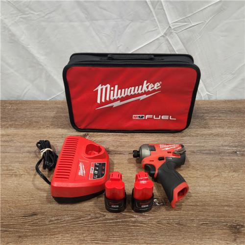 AS-IS Milwaukee M12 1/4  12V Brushless Hex Impact Driver Kit 2551-22 with (2) 2Ah Batteries  Charger  & Tool Bag
