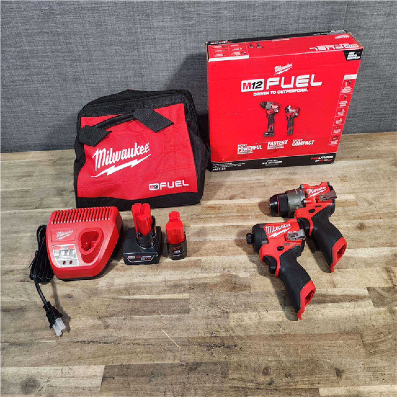HOUSTON LOCATION - AS-IS (APPEARS LIKE NEW) Milwaukee 3497-22 12V Brushless Hammer Drill and Impact Driver Combo Kit