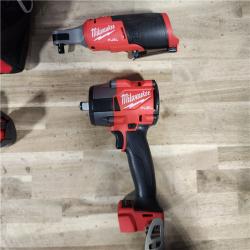 HOUSTON LOCATION - AS-IS (APPEARS LIKE NEW) M18 FUEL 18V Cordless Mid Torque 1/2 in. Impact Wrench W/ M12 FUEL 3/8 in. Ratchet & Battery/Charger Combo Kit