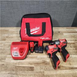 HOUSTON LOCATION - AS - IS Milwaukee FUEL 12-Volt Lithium-Ion Brushless Cordless Hammer Drill and Impact Driver Combo Kit