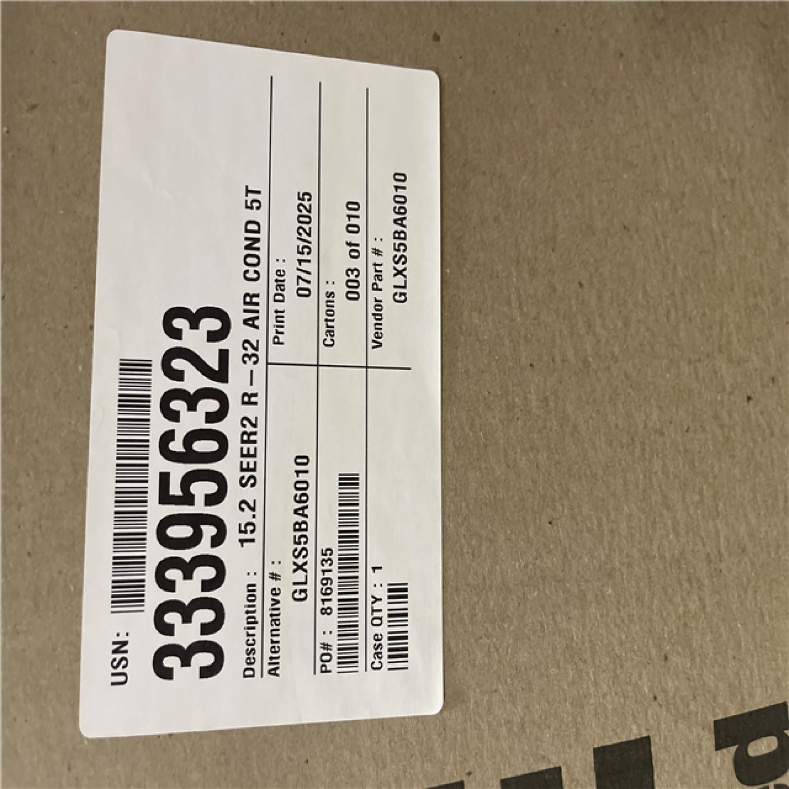 DALLAS LOCATION- Goodman® 5 Ton 15.2 Seer2 Condensing Unit