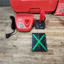 HOUSTON LOCATION - AS-IS (APPEARS LIKE NEW) Milwaukee-3632-21 M12 Green Beam Laser 360° 3-Plane Kit
