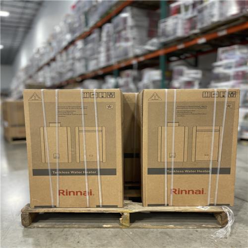 DALLAS LOCATION- NEW!- Rinnai 8.5 GPM 180 000 BTU Interior Propane Gas Tankless Water Heater PALLET (6 UNITS)