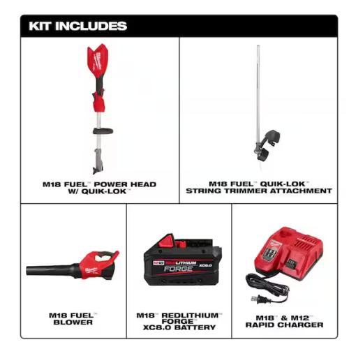 NEW! - Milwaukee M18 FUEL 18-Volt 16 in. Brushless Cordless Electric QUIK-LOK String Trimmer/Blower Combo Kit w/8.0 Battery (2-Tool)