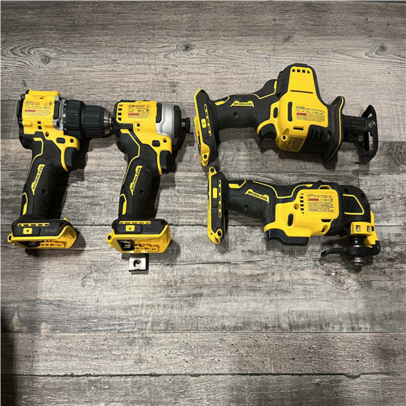 AS-IS DEWALT ATOMIC 20-Volt Lithium-Ion Cordless Brushless (4-Tool) Combo Kit