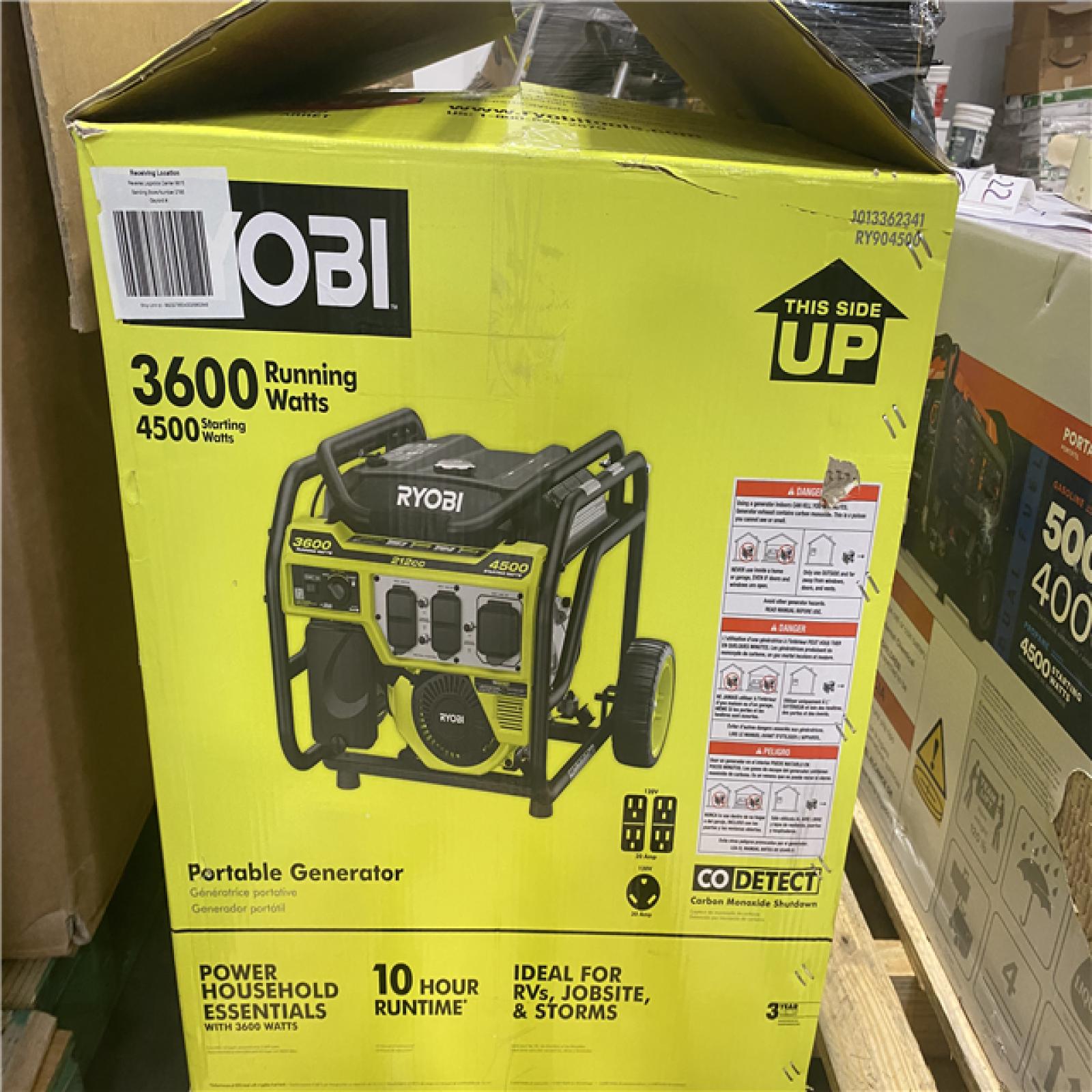Dallas Location - As-Is  RYOBI 4500/3600-Watt Recoil Start Gas Powered Portable Generator