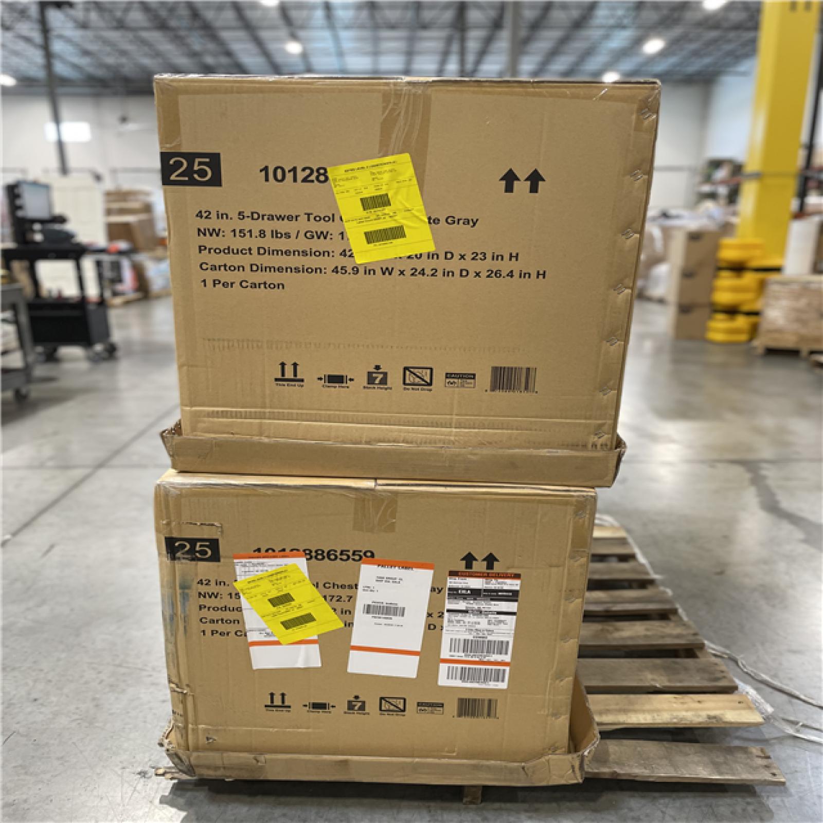 DALLAS LOCATION- HUSKY Heavy Duty 42 in. W x 20 in. D 5-Drawer Matte Gray Top Tool Chest PALLET (2 UNITS)
