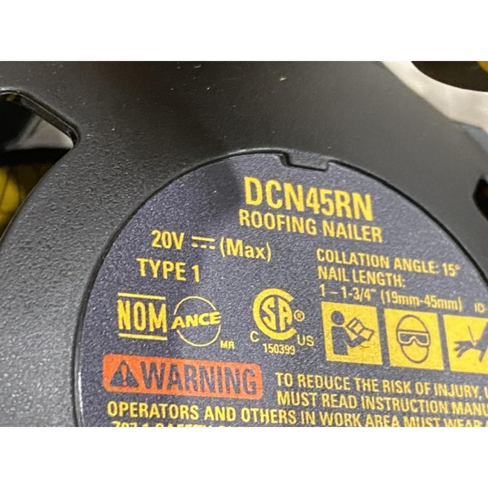 AS-IS DEWALT 20V MAX Lithium-Ion 15-Degree Electric Cordless Roofing Nailer Kit