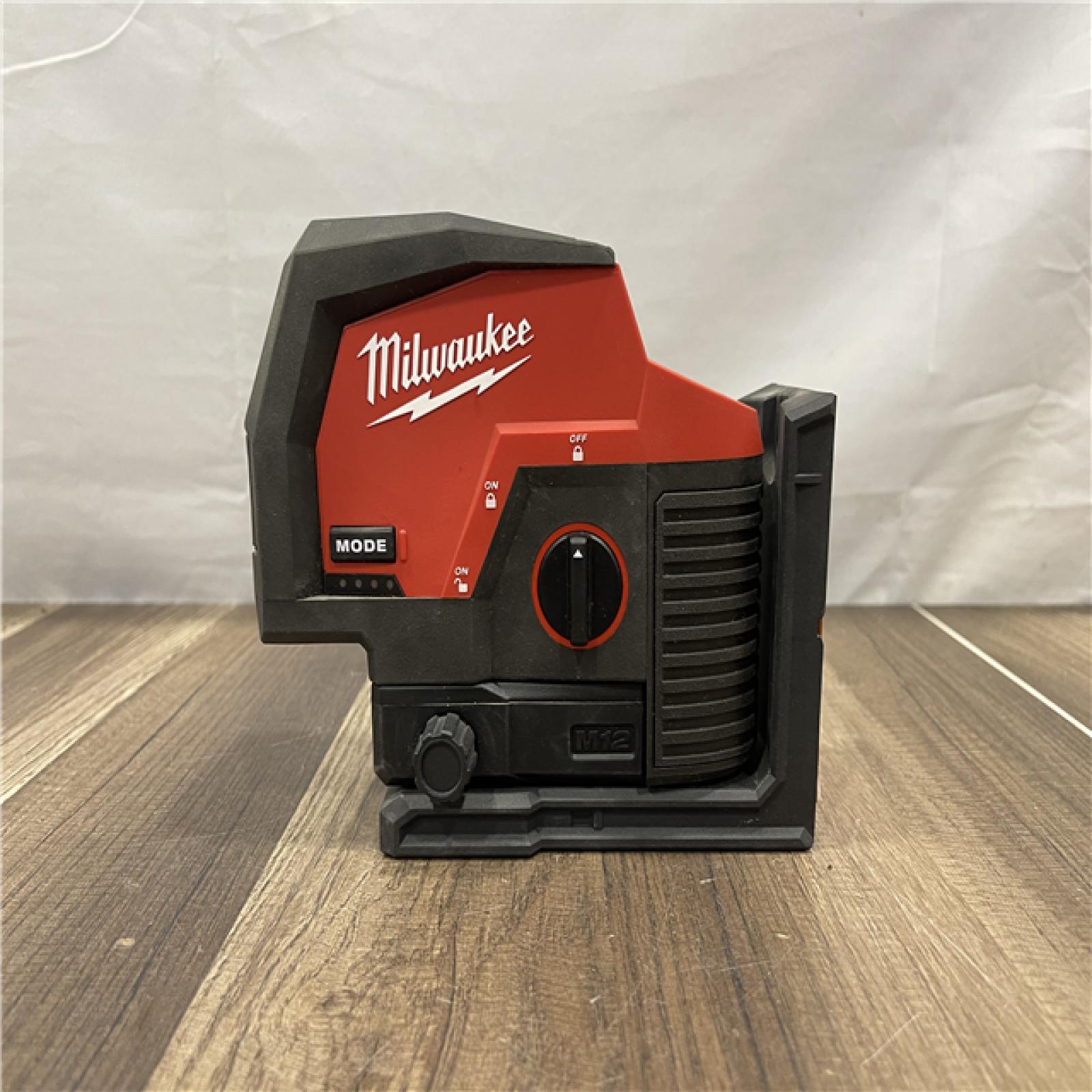AS-IS Milwaukee 12-Volt Lithium-Ion Cordless Green 125 ft. Cross Line and Plumb Points Laser Level (Tool-Only)