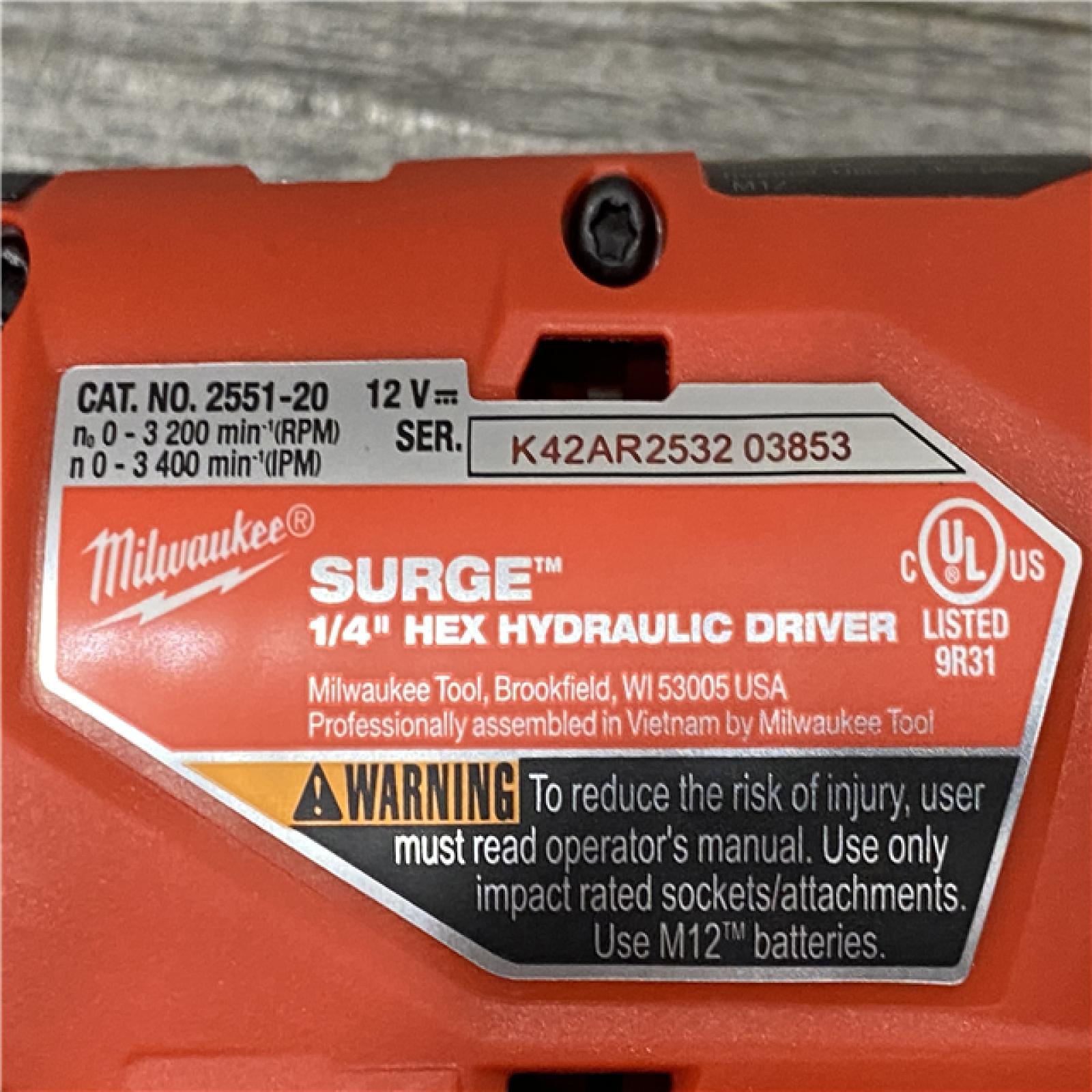 AS-IS Milwaukee FUEL SURGE 12V Lithium-Ion Brushless Cordless 1/4 in. Hex Impact Driver Compact Kit