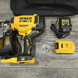 AS-IS DEWALT 20V MAX Lithium-Ion 15-Degree Electric Cordless Roofing Nailer Kit